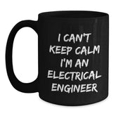Funny Electrical Engineer Gifts for Him, Black Coffee Mug, Christmas Unique Presents from Friends to Men Who Love Electronics - Main